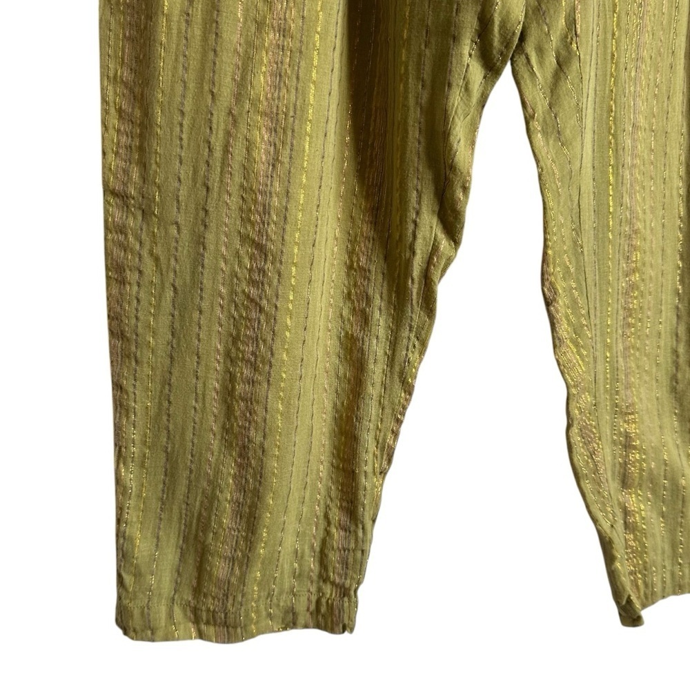 MANOUSH PAPER BAG HIGH WAIST COTTON LUREX THREADED PANTS SIZE 4 - Picture 8 of 14